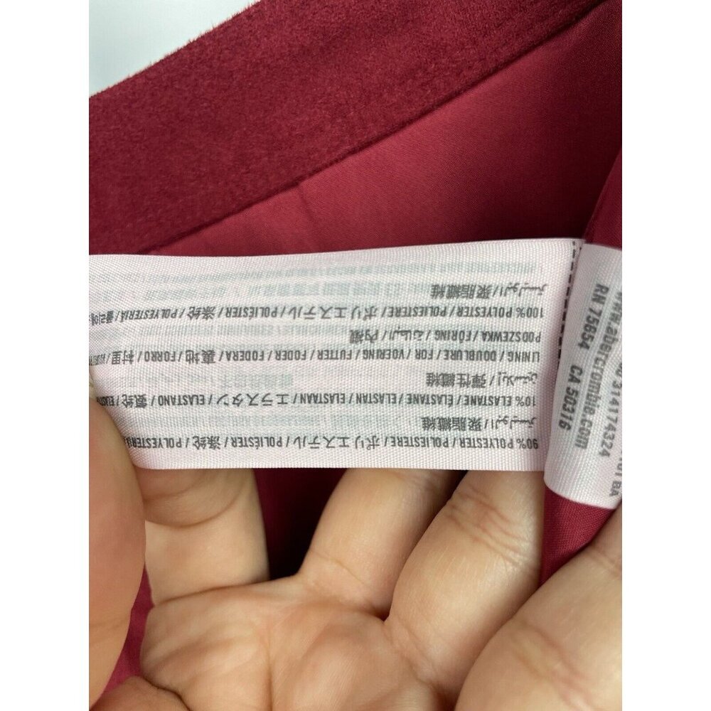 Abercrombie & Fitch Red Faux Suede‎ Snap Button Front Mini A-Line Skirt Size 4 - Picture 3 of 5